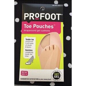 Profoot Toe Pouches for Pain Relief Gel Cushions Tender Toe Protection Fits 6-10